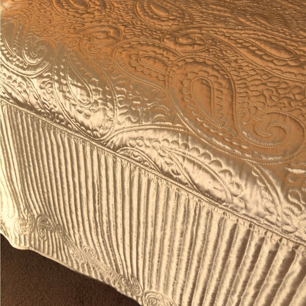 Serenta Quilted Satin Coverlet/Spread - Oversized - Gold - Picture 8 of 11